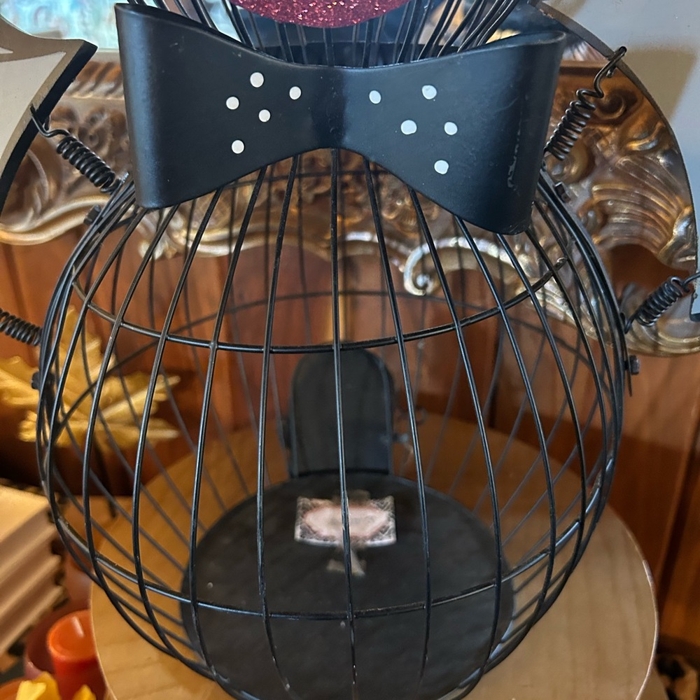 Department 56 black bat wire birdcage, Halloween decor - Picture 3 of 6